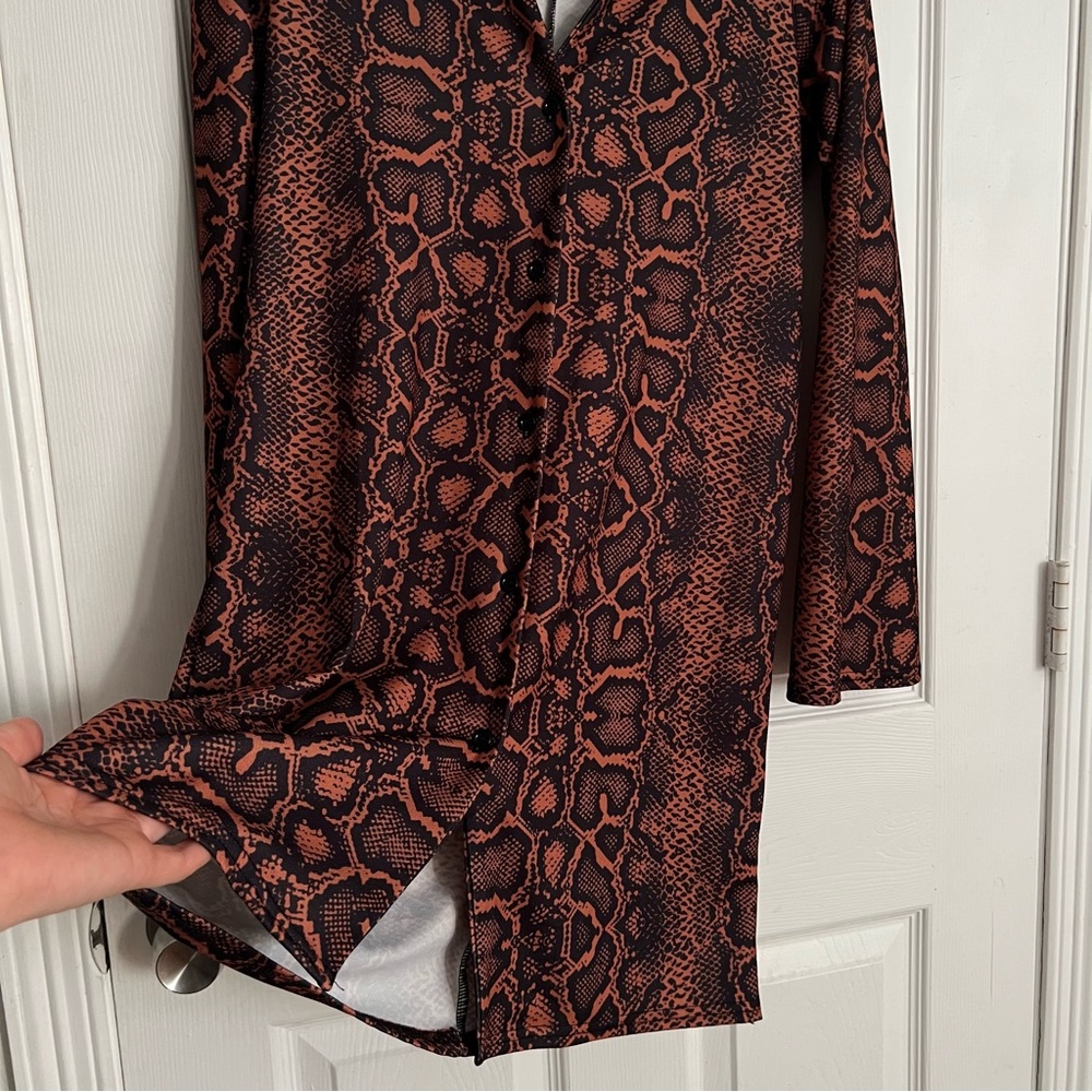 Prettylittlething | Snake Print Button Down Shift… - image 5